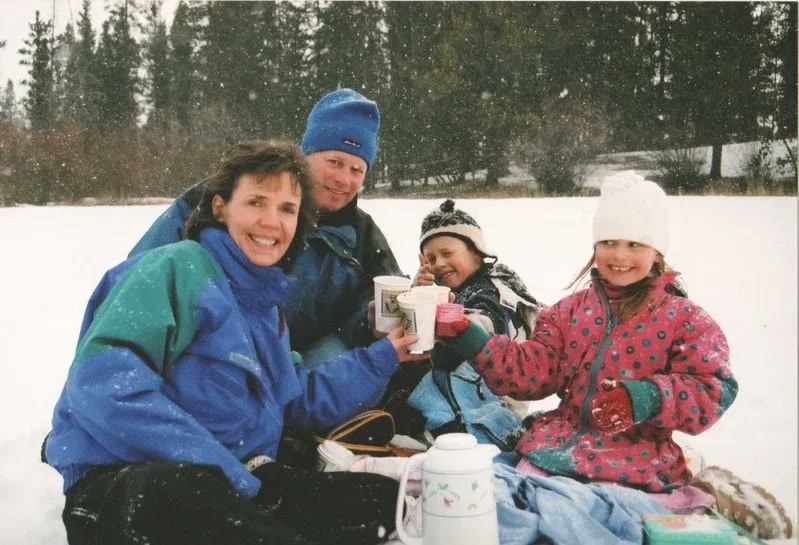 The ministry family together in the Rocky Mountains years ago